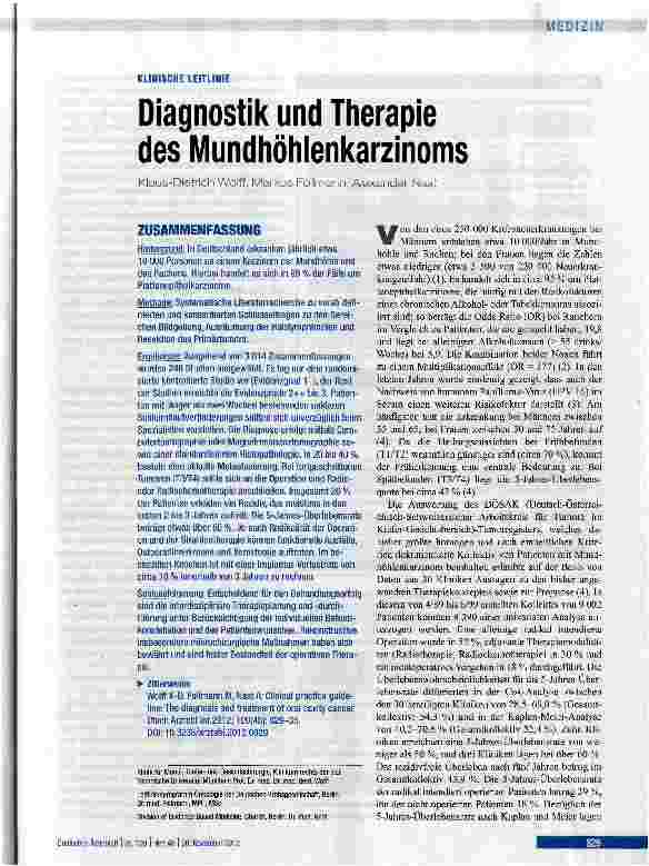 Vorschauseite 1: Diagnostik und Therapie des Mundhöhlenkarzinoms