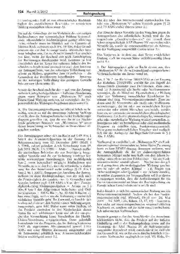 Vorschauseite 3: Arzneimittelrechtliche Untersagungsverfügung VwGO § 80 V5; RL 2001/83/EG Art 1 Nr. 2; AMG $$ 2 I, 21, 69 I, 73, 96 Nr. 5; ASOG Bin §§ 11, 13