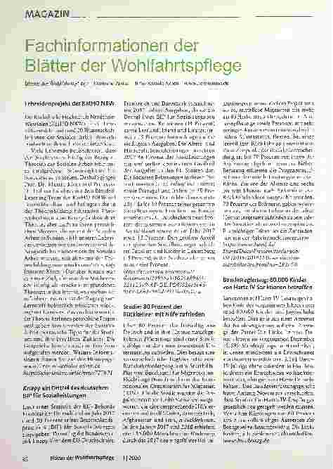 Vorschauseite 1: Fachinformationen der Blätter der Wohlfahrtspflege