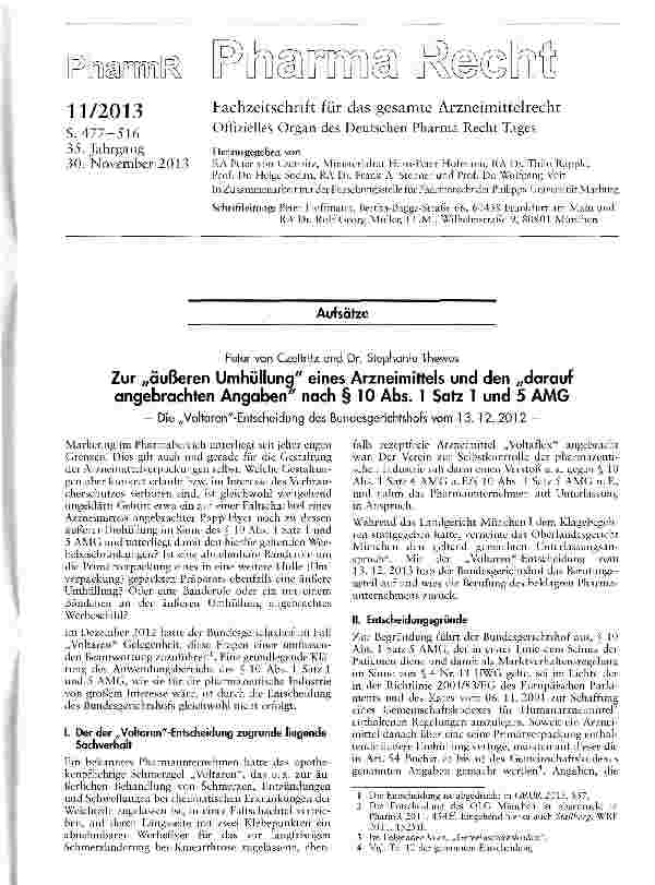 Vorschauseite 1: Zur „äußeren Umhüllung eines Arzneimittels und den „darauf angebrachten Angaben nach § 10 Abs. 1 Satz 1 und 5 AMG