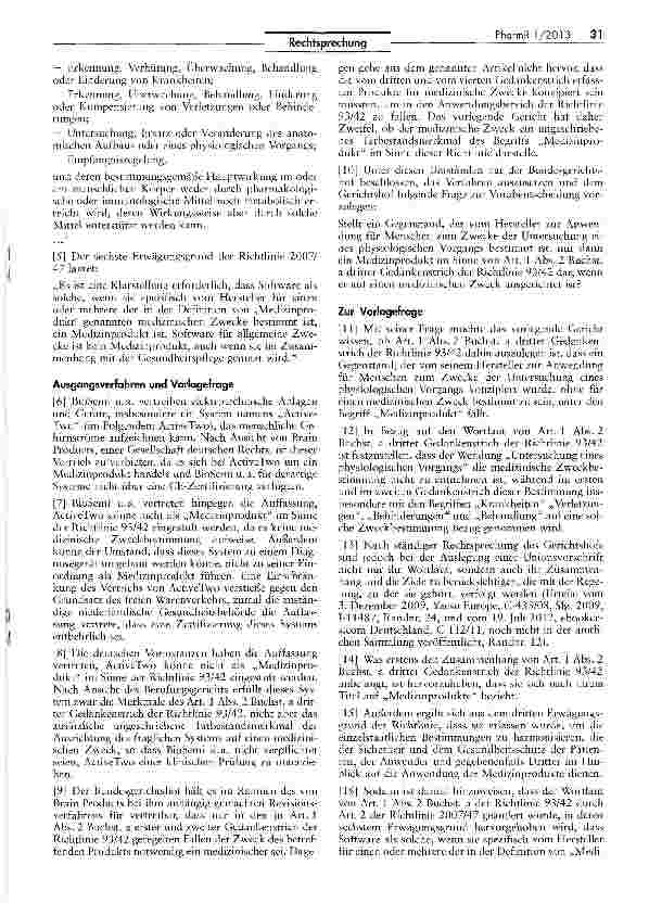 Vorschauseite 2: Notwendige medizinische Zweckbestimmung für Begriff des „Medizinprodukts 93/42/EWG Art. 1 11 lit. a