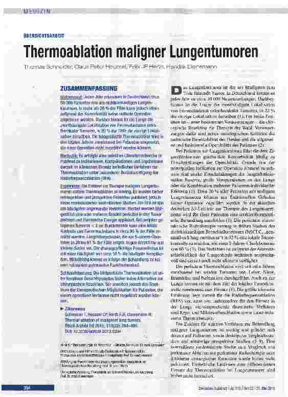 Vorschauseite 1: Thermoablation maligner Lungentumoren