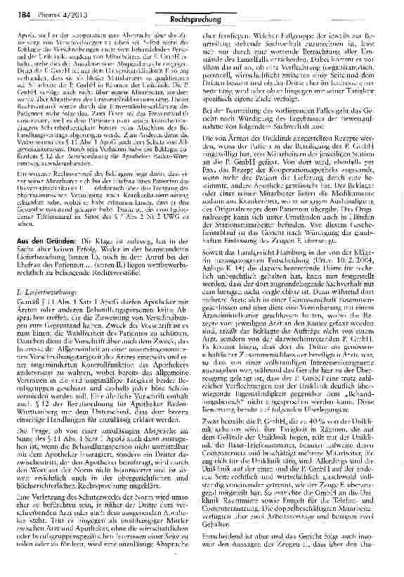 Vorschauseite 2: Auslieferung von Arzneimittel an entlassene Patienten durch Dritte zulässigApoG § 11 I; Berufsordnung für Apotheker § 12