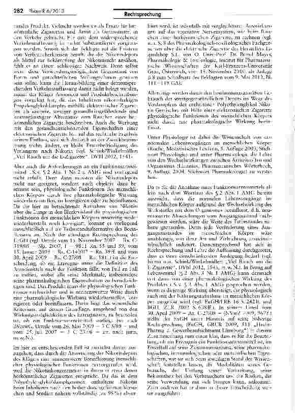 Vorschauseite 3: Der Vertrieb von Nikotindepots zur Verwendung mit elektronischen Zigaretten über eine Internetplattform stellt keinen Verstoß gegen arzneimittelrechtliche Vorschriften dar