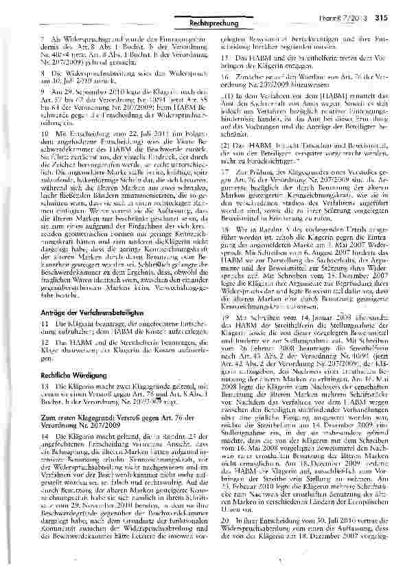 Vorschauseite 2: Zur Verwechslungsgefahr zwischen Bildmarken für Arzneimittel VO EG 207/2009 Art. 8 I b