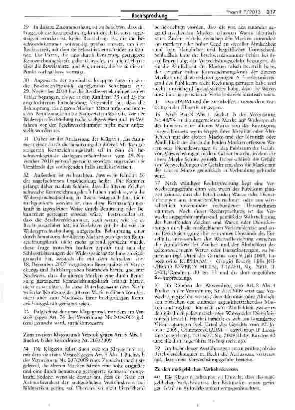 Vorschauseite 4: Zur Verwechslungsgefahr zwischen Bildmarken für Arzneimittel VO EG 207/2009 Art. 8 I b