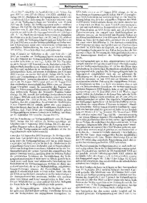 Vorschauseite 2: Anforderungen an die zeitliche Dringlichkeit in einstweiligen Verfügungsverfahren wegen Patentverletzung (Flupirtin-Maleat)