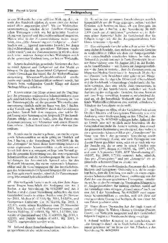 Vorschauseite 3: Kein weiteres Schutzzertifikat bei zweitem nicht patentgeschützten WirkstoffVO (EG) Nr. 469/2009 Art. 3 lit. c