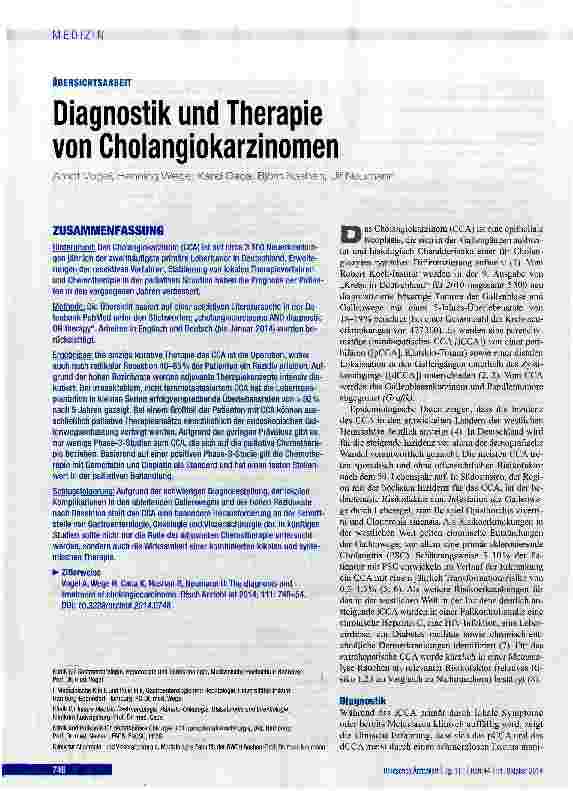 Vorschauseite 1: Diagnostik und Therapie von Cholangiokarzinomen