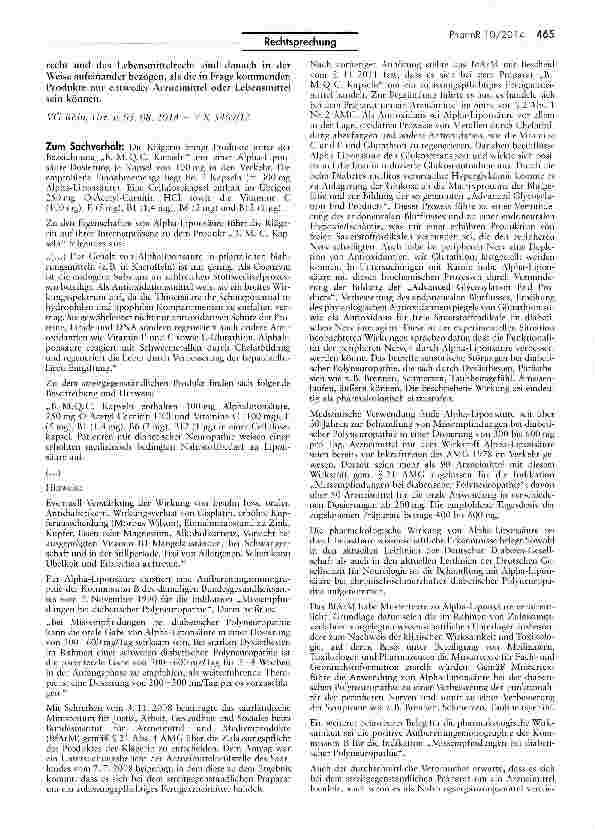 Vorschauseite 2: Abgrenzung Arzneimittel/Lebensmittel (Alpha-Liponsäure-Kapseln)