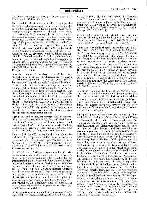 Vorschauseite 4: Abgrenzung Arzneimittel/Lebensmittel (Alpha-Liponsäure-Kapseln)