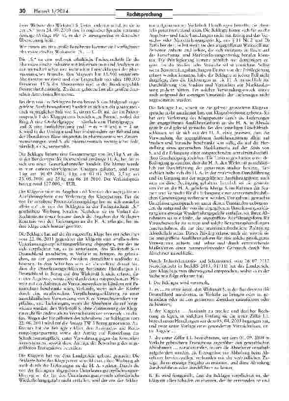 Vorschauseite 2: Zur Auslegung von Art. 10 Abs. 6 der Richtlinie 2001/83/EG RL2001/83/EG Art. 10 VI