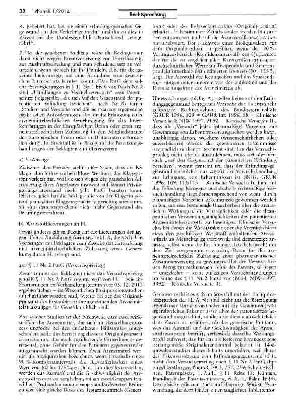 Vorschauseite 4: Zur Auslegung von Art. 10 Abs. 6 der Richtlinie 2001/83/EG RL2001/83/EG Art. 10 VI