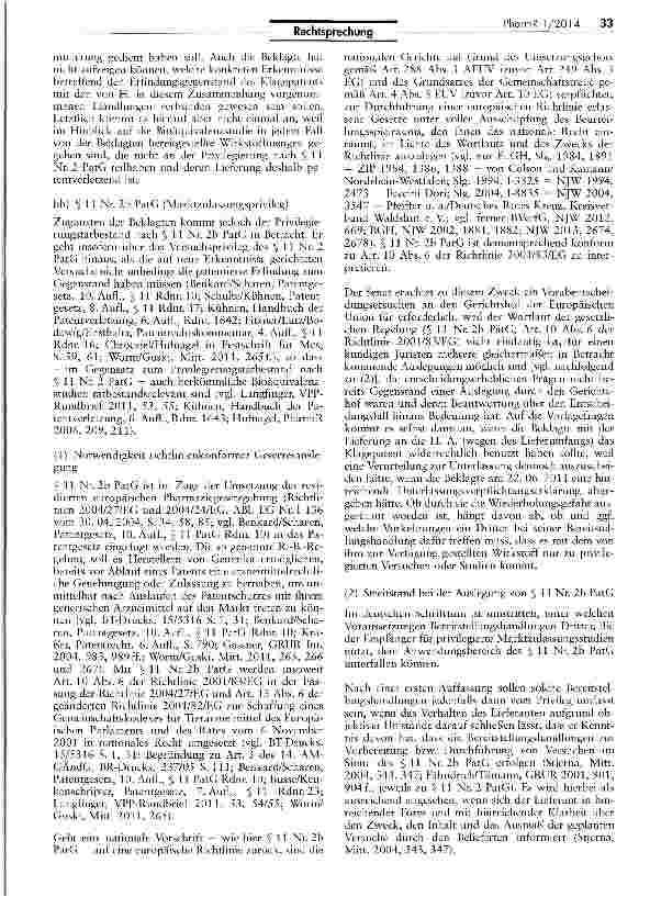 Vorschauseite 5: Zur Auslegung von Art. 10 Abs. 6 der Richtlinie 2001/83/EG RL2001/83/EG Art. 10 VI