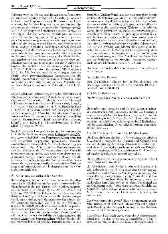 Vorschauseite 6: Zur Auslegung von Art. 10 Abs. 6 der Richtlinie 2001/83/EG RL2001/83/EG Art. 10 VI