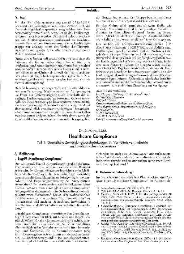 Vorschauseite 1: Healthcare Compliance