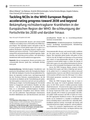 Vorschauseite 1: Bekämpfung nichtübertragbarer Krankheiten in der Europäischen Region der WHO: Be-schleunigung der Fortschritte bis 2030 und darüber hinaus
