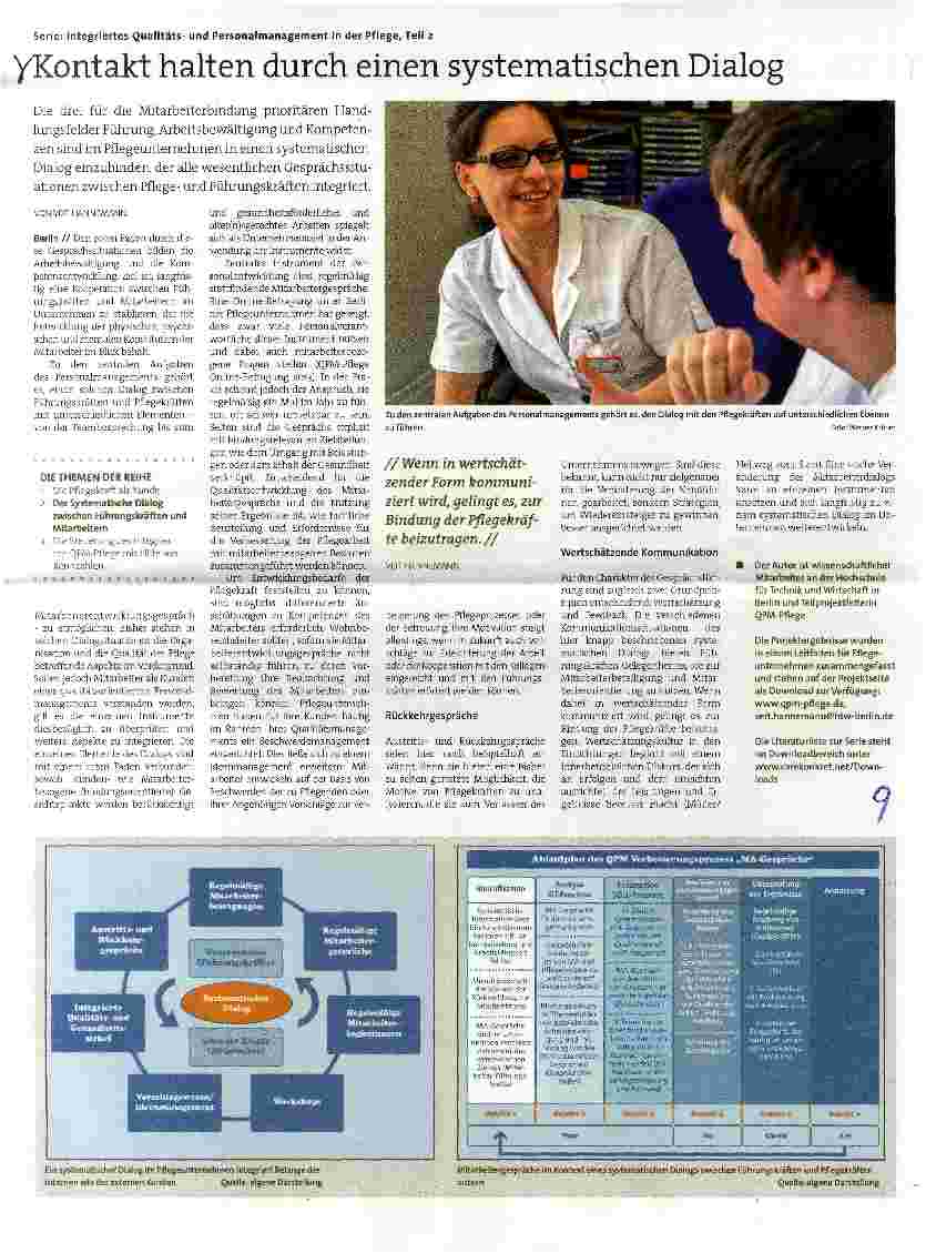Vorschauseite 1: Serie: Integriertes Qualitätund Personalmanagement in der Pflege, Teil 2 Kontakt halten durch einen systematischen Dialog