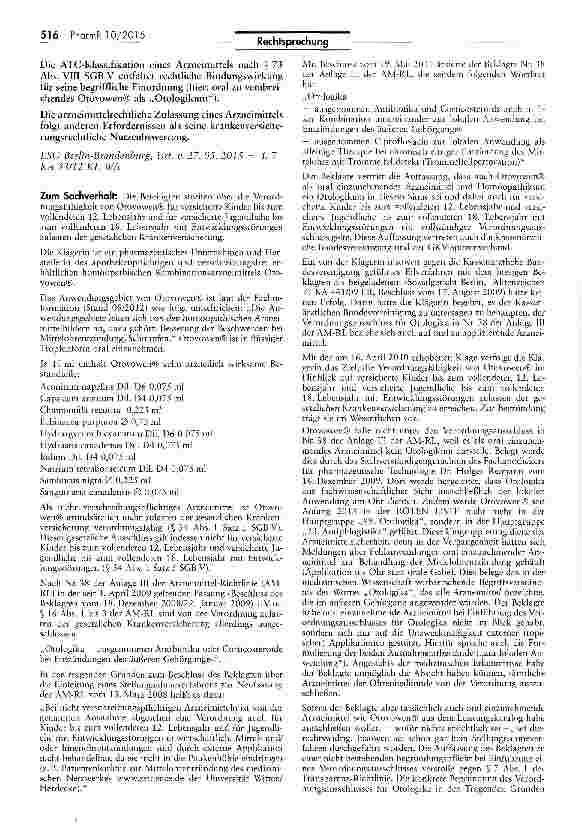 Vorschauseite 2: Verordnungsausschluss für Otologika -Rechtslage vor und nach Inkrafttreten des AMNOG