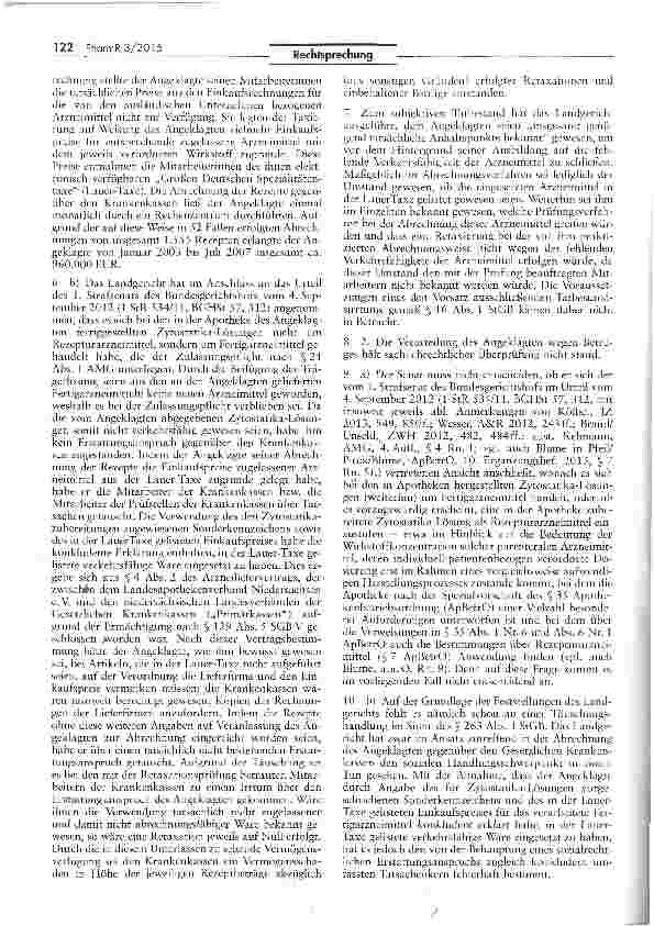 Vorschauseite 2: Betrugdurch Herstellung von Arzneimischungen aus nichtzugelassenen ArzneimittelnAMG $S 21, 73; AMPreisV § 5; SGB V § 129