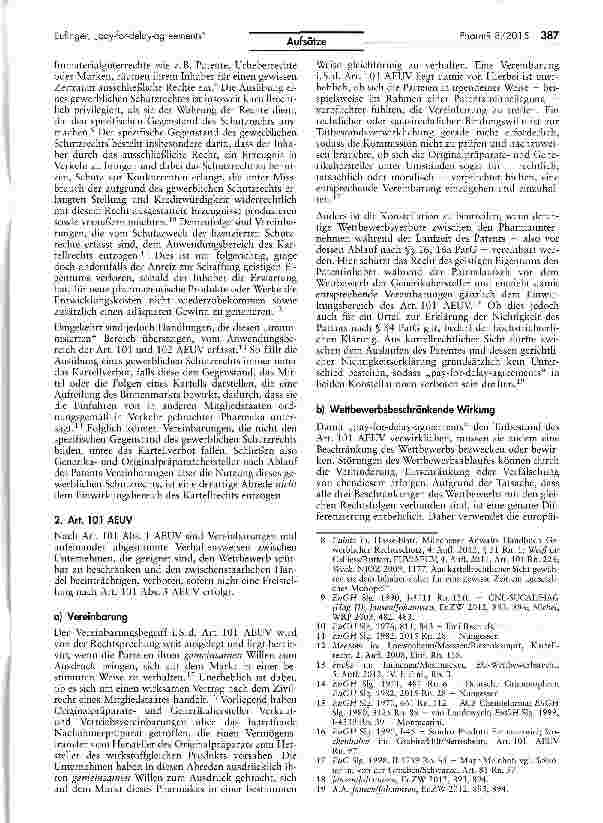 Vorschauseite 3: „pay-for-delay-agreements als weftbewerbswidrige Patentverlängerungen im Pharmabereich