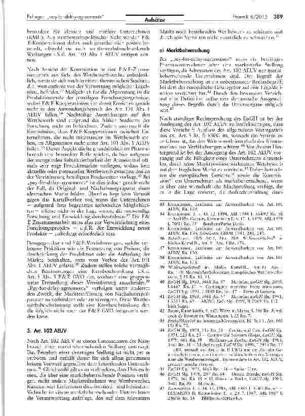 Vorschauseite 5: „pay-for-delay-agreements als weftbewerbswidrige Patentverlängerungen im Pharmabereich
