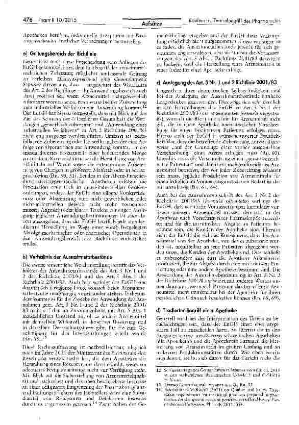 Vorschauseite 4: Die arzneimittelrechtliche Zulassung als Zentralbegriff des Pharmarechts -zur Auslegung der Ausnahmen in Art. 3 und 5 der Richtlinie 2001/83