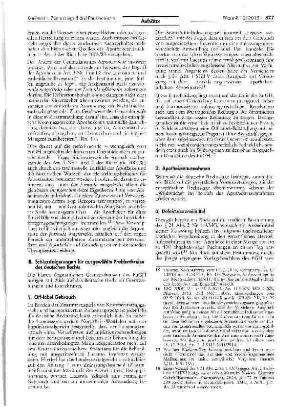 Vorschauseite 5: Die arzneimittelrechtliche Zulassung als Zentralbegriff des Pharmarechts -zur Auslegung der Ausnahmen in Art. 3 und 5 der Richtlinie 2001/83