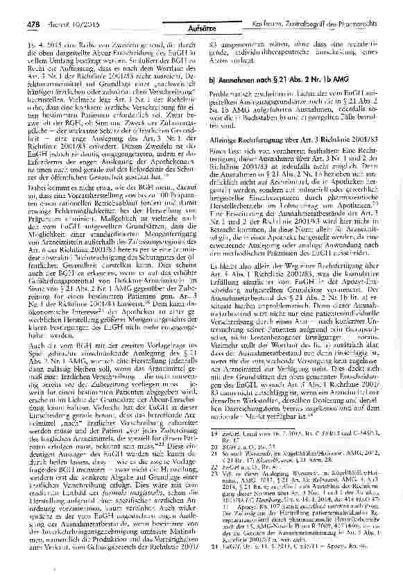 Vorschauseite 6: Die arzneimittelrechtliche Zulassung als Zentralbegriff des Pharmarechts -zur Auslegung der Ausnahmen in Art. 3 und 5 der Richtlinie 2001/83