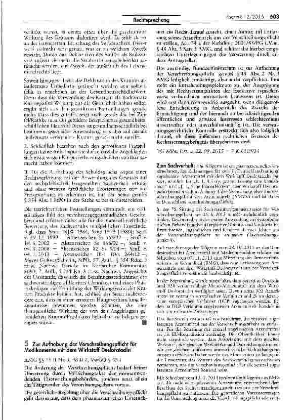 Vorschauseite 6: Unzulässigkeit des Inverkehrbringens von bedenklichen Arzneimitteln und Fertigarzneimitteln ohne Zulassung (Kratom)