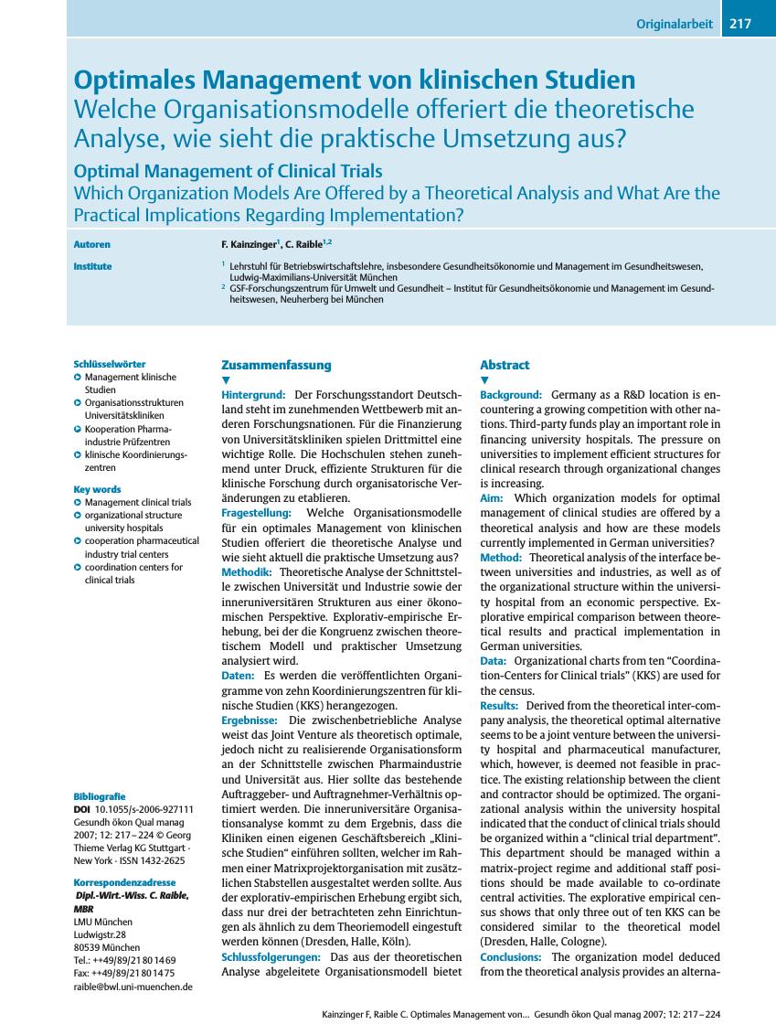 Vorschauseite 1: Optimales Management von klinischen Studien