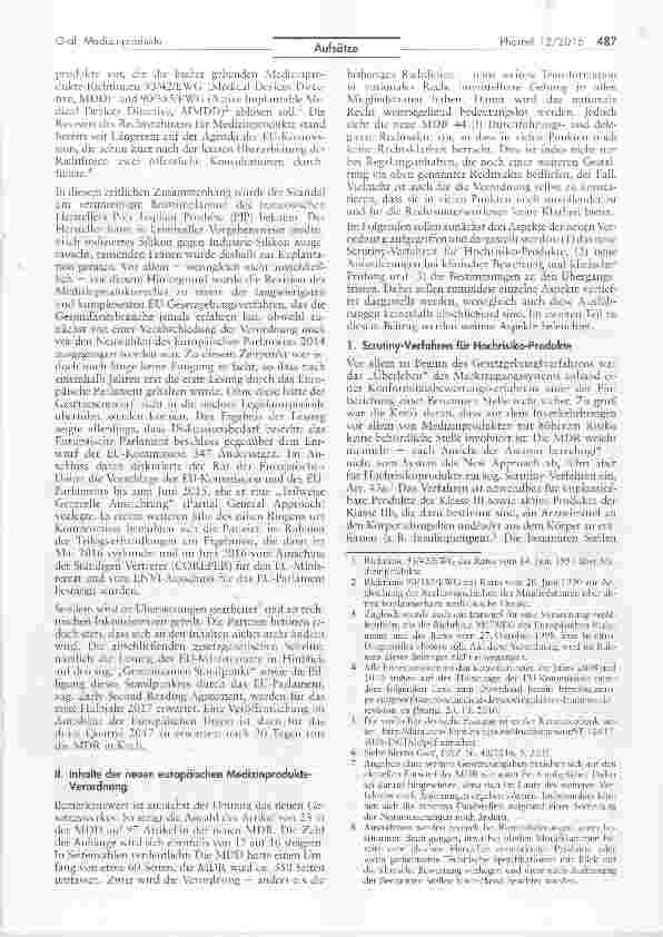 Vorschauseite 2: Revision des europäischen Rechtsrahmens für MedizinprodukteSachstand, Regelungsinhalte und zu erwartende Fragen bei der Umsetzung Teil 1