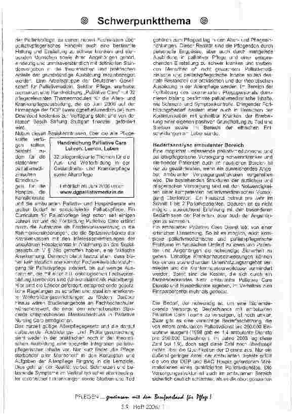 Vorschauseite 3: Für alle die es brauchen -Vernetzung als Kernaufgabe integrierter palliativer Betreuung