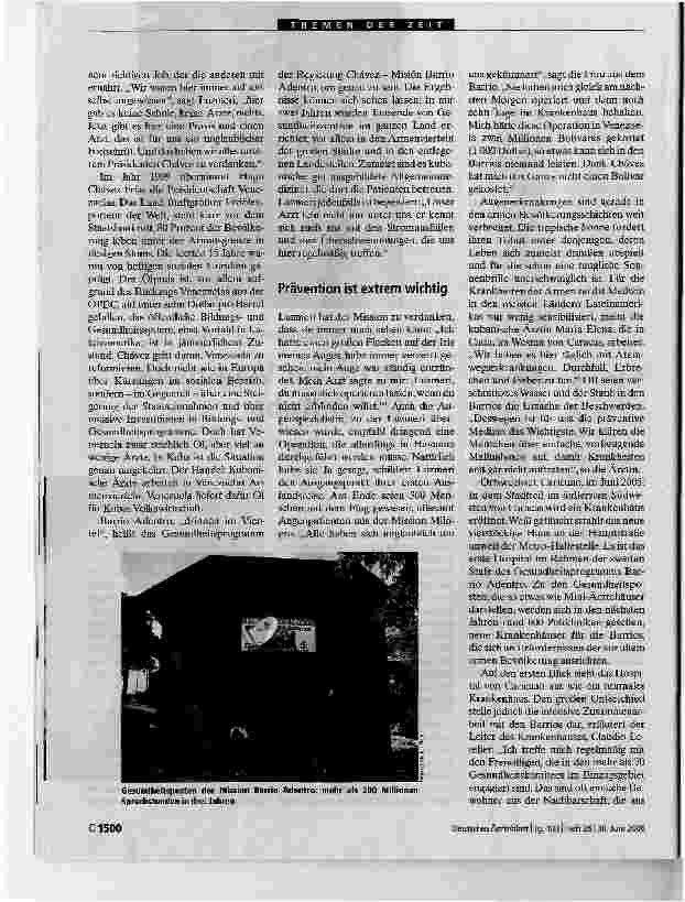 Vorschauseite 2: EntwicklungszusammenarbeitÄrzte für Venezuela, Öl für KubaErfahrungen mit einem ungewöhnlichen Handel