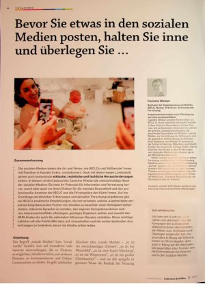 Vorschauseite 1: Bevor Sie etwas in den sozialen Medien posten, halten Sie inne und überlegen Sie. ..