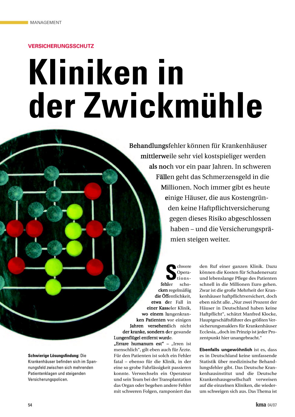 Vorschauseite 1: Kliniken in der Zwickmühle
