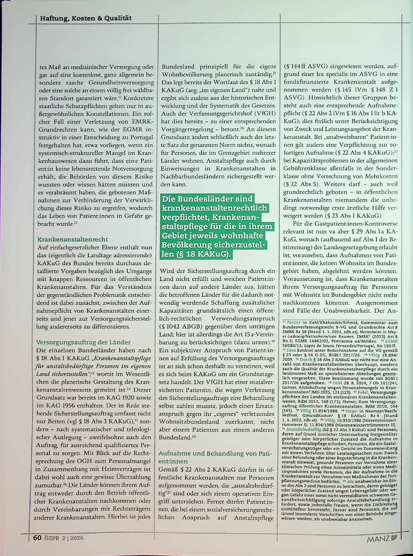Vorschauseite 3: Kapazitätsengpässe und „Gastpatient: innen“ in Wiener Landesrecht grundsatzgesetzwidrig?