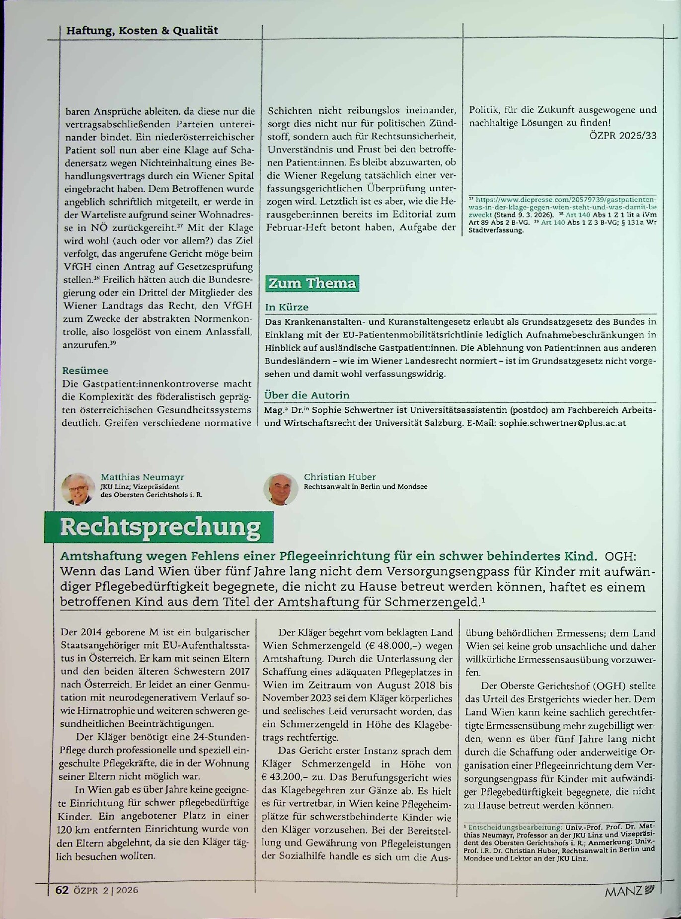 Vorschauseite 5: Kapazitätsengpässe und „Gastpatient: innen“ in Wiener Landesrecht grundsatzgesetzwidrig?