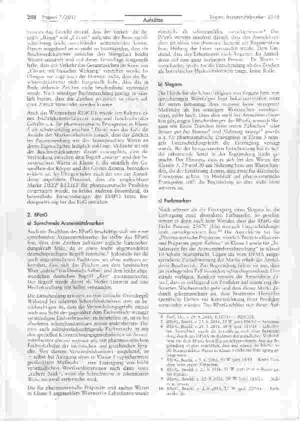 Vorschauseite 2: Die Entscheidungspraxis zu Arzneimittelmarken im Jahr 2016
