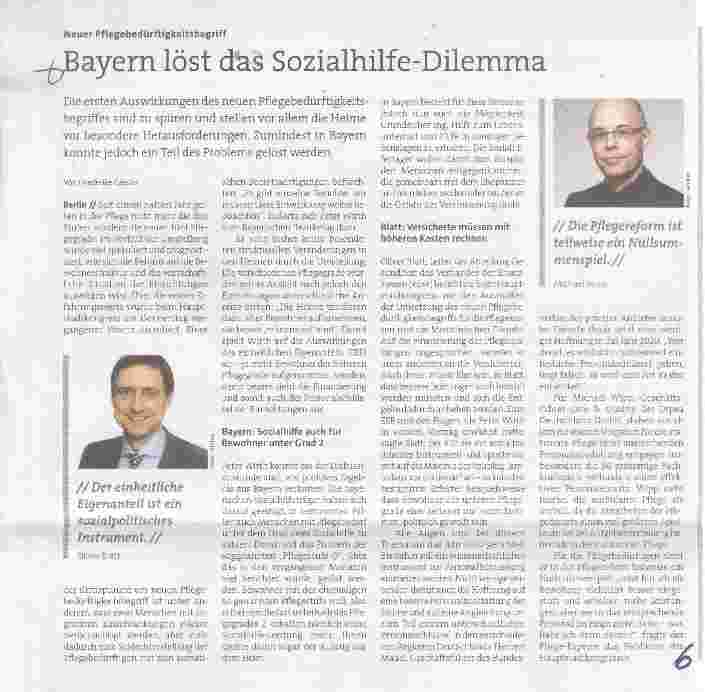Vorschauseite 1: Bayern löst das Sozialhilfe-Dilemma