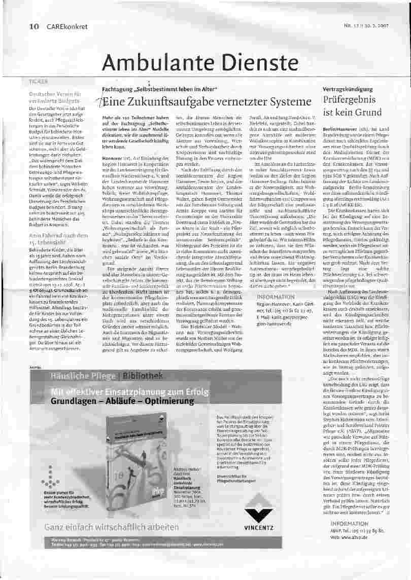 Vorschauseite 1: Ambulante Dienste - Zukunftsaufgabe vernetzter Systeme