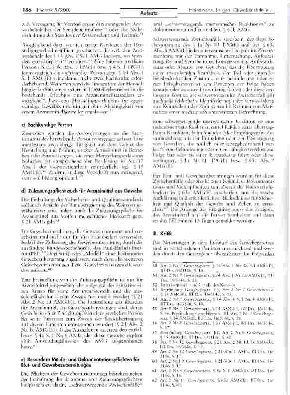 Vorschauseite 4: Die Umsetzung der Europäischen Geweberichtlinie durch das deutsche Gewebegesetz