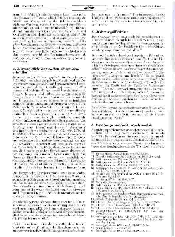 Vorschauseite 6: Die Umsetzung der Europäischen Geweberichtlinie durch das deutsche Gewebegesetz