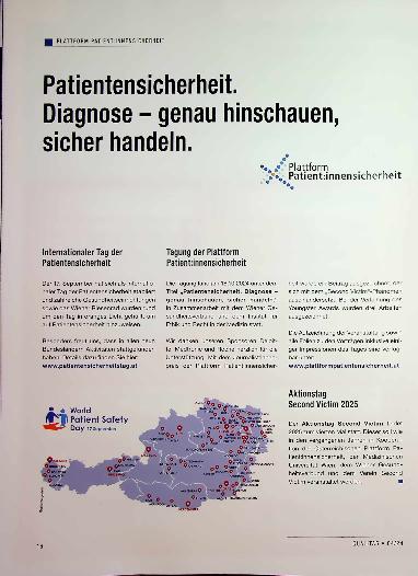 Vorschauseite 1: Patientensicherheit. Diagnose - genau hinschauen, sicher handeln.
