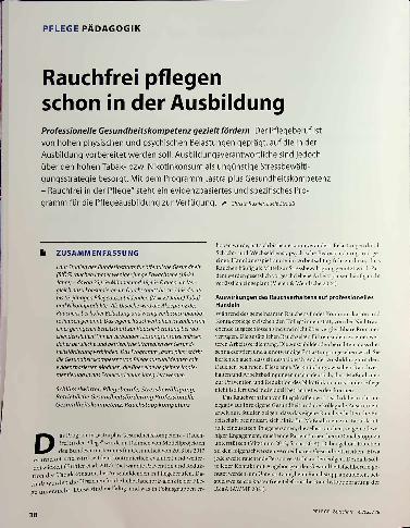 Vorschauseite 1: Rauchfrei pflegen schon in der Ausbildung