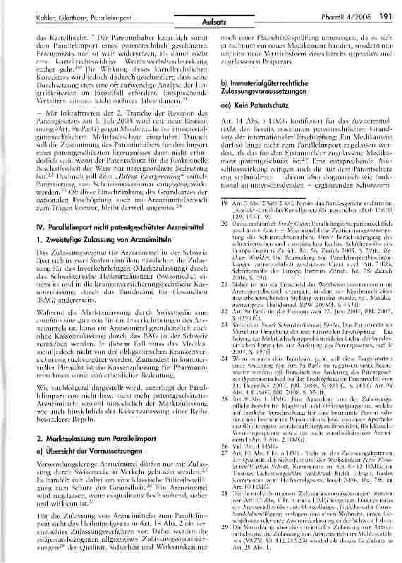 Vorschauseite 3: Rechtliche Rahmenbedingungen des Parallelimports von Arzneimitteln in der Schweiz