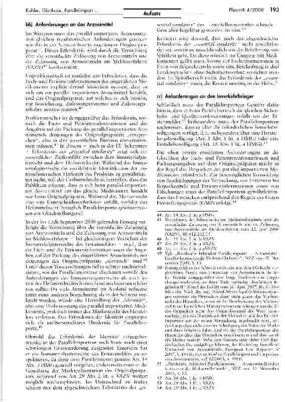 Vorschauseite 5: Rechtliche Rahmenbedingungen des Parallelimports von Arzneimitteln in der Schweiz