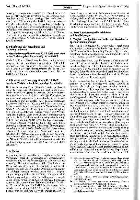 Vorschauseite 6: Lebende ArzneimittelEin Überblick über die Verordnung (EG) Nr. 1394/2007 über Arzneimittel für neuartige Therapien