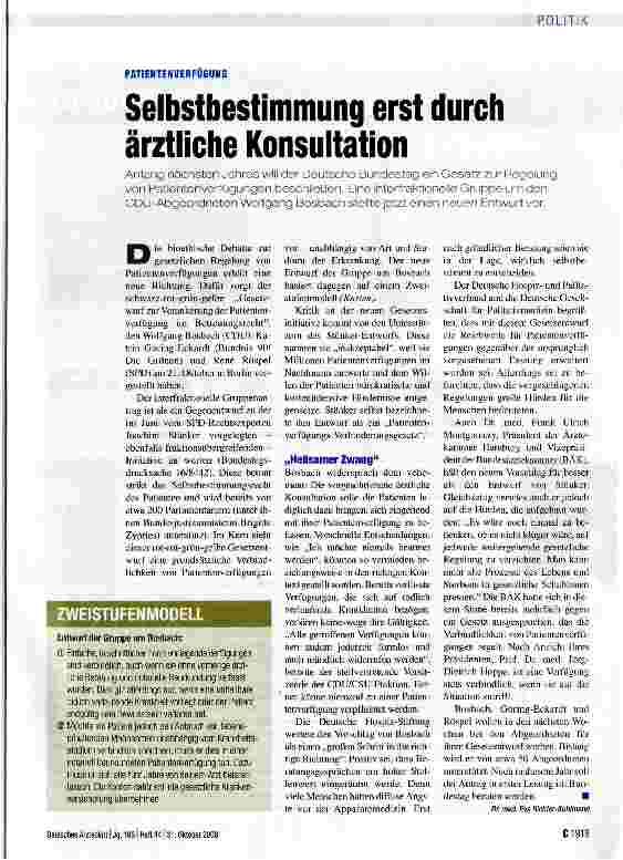 Vorschauseite 1: Selbstbestimmung erst durch ärztliche Konsultation