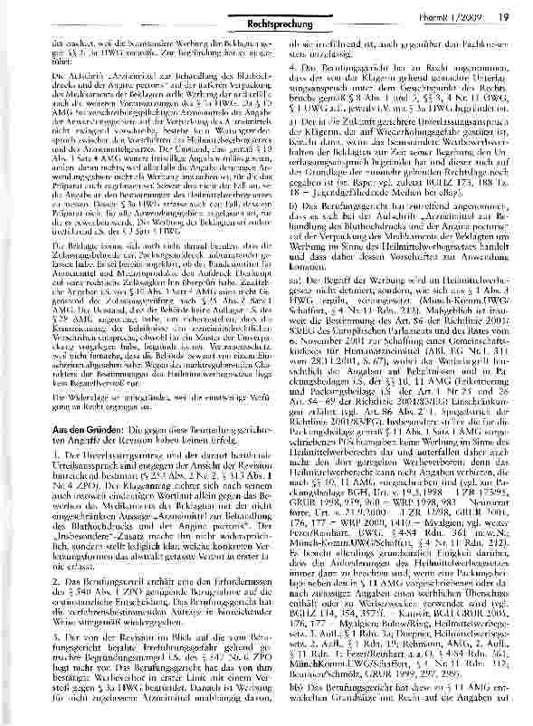 Vorschauseite 2: Werbung mit „Arzneimittel zur Behandlung des Bluthochdrucks und der Angina pectoris (Amlodipin)